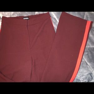 Express Wide Leg High Rise Pants Red Stripe